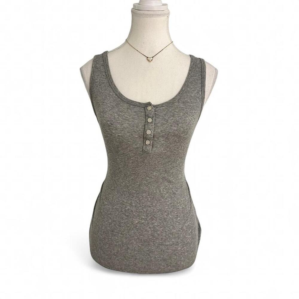 Banana Republic Vintage Cotton Henley Full Length Grey Tank Top Size S